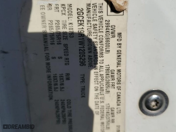 1998 Chevrolet C/K 1500 with VIN 2GCEK19R1W1205296, listed as a Copart auction lot 42456745 with 250,092 mi miles and Salvage Title. Bid and sale history available at carsss.com. Image 14.