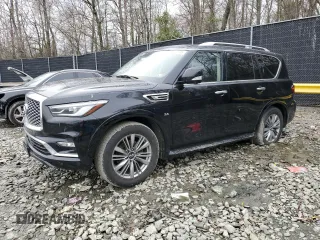 2019 Infiniti QX80 LUXE with VIN JN8AZ2NF6K9687748, listed as a Copart auction lot 45217745 with 123,319 mi miles and Salvage Title. Bid and sale history available at carsss.com. Image 1.