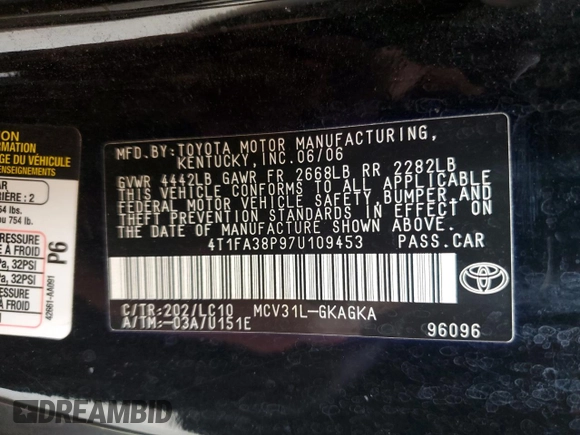 2007 Toyota Solara SE with VIN 4T1FA38P97U109453, listed as a Copart auction lot 56423664 with 287,939 mi miles and Non Repairable. Bid and sale history available at carsss.com. Image 12.