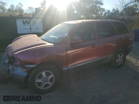 2003 Hyundai Santa Fe LX with VIN KM8SC73E63U489772, listed as a Copart auction lot 77115994 with 137,579 mi miles and Salvage Title. Bid and sale history available at carsss.com. Image 1.