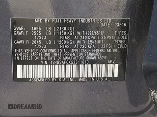 2016 Subaru Outback Premium with VIN 4S4BSAFCXG3311613, listed as a IAAI auction lot 42719953 with 113,194 mi miles and . Bid and sale history available at DreamBid. Image 9.