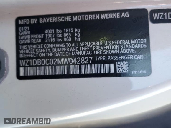 2021 Toyota Supra 3.0 с VIN WZ1DB0C02MW042827, выставлен на аукционе Copart как лот 81323404 с пробегом 35 466 миль миль и Списание • Salvage title. История ставок и продаж доступна на DreamBid. Изображение 15.