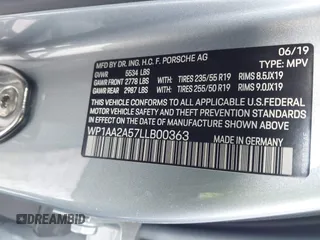 2020 Porsche Macan with VIN WP1AA2A57LLB00363, listed as a IAAI auction lot 41329460 with 35,585 mi miles and . Bid and sale history available at DreamBid. Image 9.