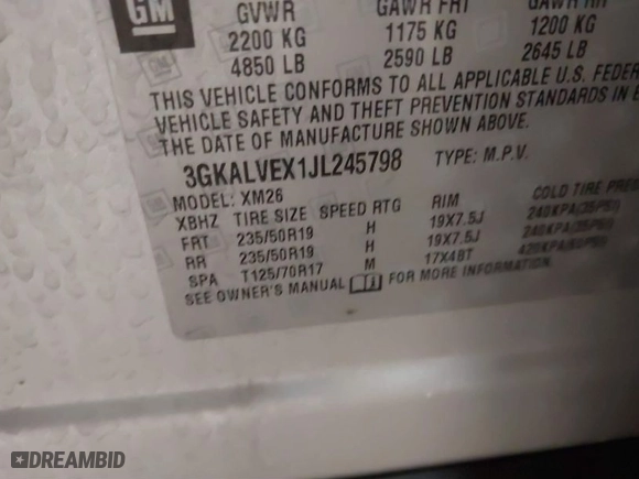 2018 GMC Terrain SLT with VIN 3GKALVEX1JL245798, listed as a IAAI auction lot 41497698 with 75,558 mi miles. Bid and sale history available at carsss.com. Image 9.