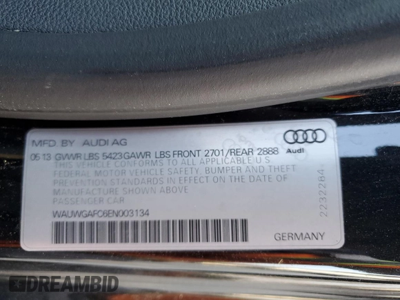 2014 Audi A7 Premium Plus с VIN WAUWGAFC6EN003134, выставлен на аукционе Copart как лот 83910244 с пробегом 83 021 миль миль и Чистый • Clean title. История ставок и продаж доступна на DreamBid. Изображение 12.