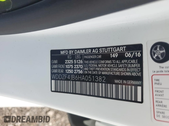 2017 Mercedes-Benz E 300 Luxury with VIN WDDZF4JB6HA051382, listed as a Copart auction lot 53964445 with 107,505 mi miles and Salvage Title. Bid and sale history available at DreamBid. Image 13.