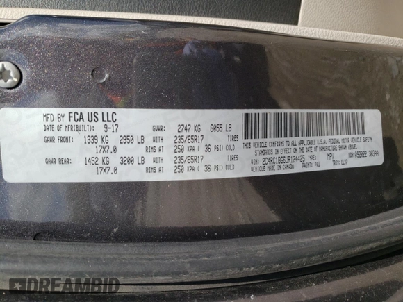 2018 Chrysler Pacifica Touring L with VIN 2C4RC1BG6JR124425, listed as a Copart auction lot 56132055 with 89,575 mi miles and Salvage Title. Bid and sale history available at DreamBid. Image 13.