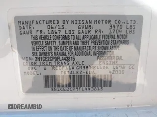 2015 Nissan Note SV with VIN 3N1CE2CP9FL443815, listed as a IAAI auction lot 41654870 with 84,449 mi miles and . Bid and sale history available at DreamBid. Image 9.