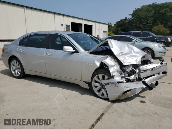 2004 BMW 7 Series 745Li with VIN WBAGN63444DS47664, listed as a Copart auction lot 71046044 with 144,598 mi miles and Salvage title. Bid and sale history available at DreamBid. Image 4.