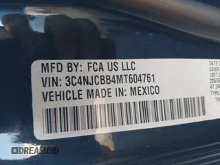 2021 Jeep Compass Altitude with VIN 3C4NJCBB4MT604761, listed as a IAAI auction lot 41643245 with 63,647 mi miles. Bid and sale history available at carsss.com. Image 9.