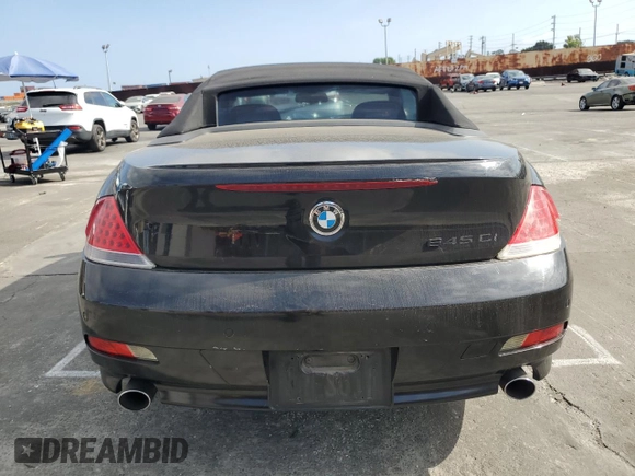 2005 BMW 6 Series 645Ci with VIN WBAEK73455B328546, listed as a Copart auction lot 54696625 with 121,804 mi miles and Salvage Title. Bid and sale history available at carsss.com. Image 6.