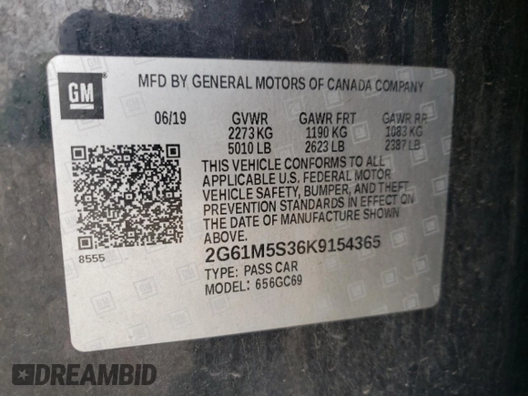 2019 Cadillac XTS Luxury с VIN 2G61M5S36K9154365, выставлен на аукционе Copart как лот 59473765 с пробегом 178 477 миль миль и Списание • Salvage title. История ставок и продаж доступна на DreamBid. Изображение 12.