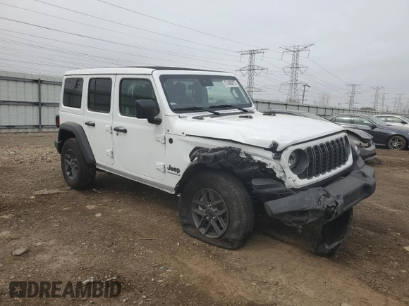 2025 Jeep Wrangler Sport S with VIN 1C4PJXDN9SW531241, listed as a Copart auction lot 51460975 with Not provided miles and Salvage title. Bid and sale history available at DreamBid. Image 4.