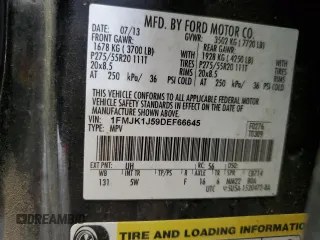 2013 Ford Expedition EL XLT with VIN 1FMJK1J59DEF66645, listed as a Copart auction lot 63252984 with 230,346 mi miles and Salvage Title. Bid and sale history available at carsss.com. Image 13.