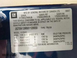 2008 GMC Sierra 1500 Work Truck with VIN 2GTEK13M981128659, listed as a IAAI auction lot 41581536 with 241,671 mi miles. Bid and sale history available at carsss.com. Image 9.