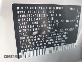2011 Volkswagen Tiguan SEL with VIN WVGBV7AX2BW500817, listed as a IAAI auction lot 42292760 with 50,336 mi miles and . Bid and sale history available at DreamBid. Image 9.