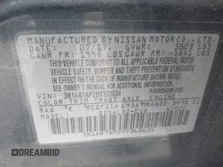 2017 Nissan Sentra S with VIN 3N1AB7AP2HY363634, listed as a IAAI auction lot 42482510 with 116,947 mi miles and . Bid and sale history available at DreamBid. Image 9.