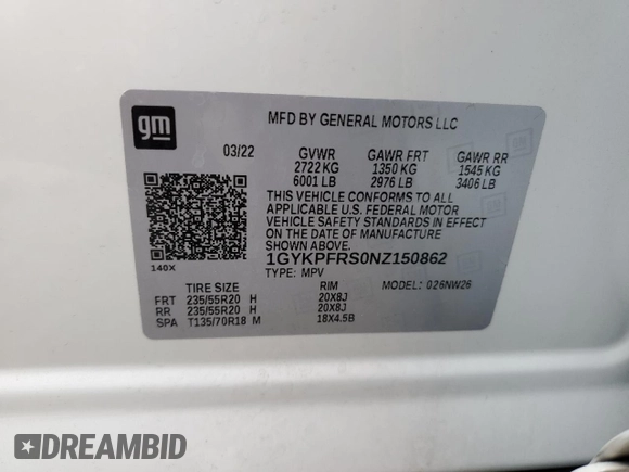 2022 Cadillac XT6 Premium Luxury z VIN 1GYKPFRS0NZ150862, wystawiony jako Copart lot #44926695 z przebiegiem 39 627 mil mil oraz Szkoda całkowita • Salvage title. Historia ofert i sprzedaży dostępna na DreamBid. Obrazek 13.