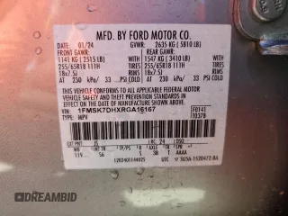 2024 Ford Explorer XLT with VIN 1FMSK7DHXRGA16167, listed as a Copart auction lot 48586445 with 17,440 mi miles and Salvage Title. Bid and sale history available at carsss.com. Image 14.