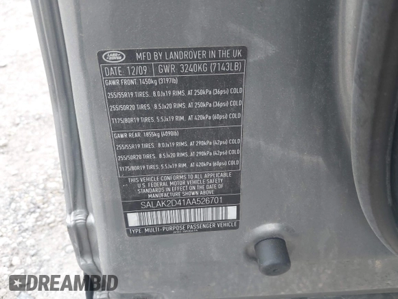2010 Land Rover LR4 Lux с VIN SALAK2D41AA526701, выставлен на аукционе IAAI как лот 42341915 с пробегом 166 767 миль миль и . История ставок и продаж доступна на DreamBid. Изображение 9.