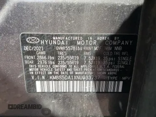 2022 Hyundai Santa Fe Hybrid Limited with VIN KM8S5DA1XNU033737, listed as a Copart auction lot 53679824 with 35,139 mi miles and Salvage Title. Bid and sale history available at carsss.com. Image 12.
