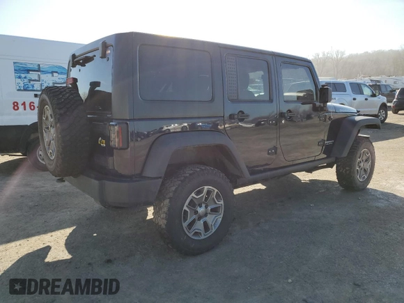 2013 Jeep Wrangler Unlimited Rubicon with VIN 1C4BJWFG5DL594280, listed as a Copart auction lot 46021265 with 117,102 mi miles and Salvage Title. Bid and sale history available at carsss.com. Image 3.