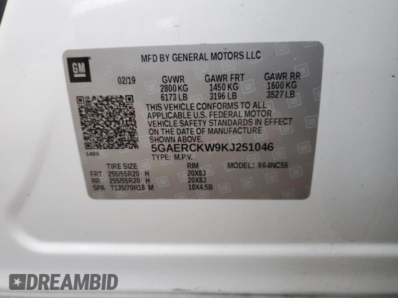2019 Buick Enclave Premium with VIN 5GAERCKW9KJ251046, listed as a Copart auction lot 84177494 with 94,319 mi miles and Salvage Title. Bid and sale history available at carsss.com. Image 14.