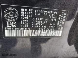 2019 Volkswagen Jetta SEL with VIN 3VWE57BU1KM101741, listed as a Copart auction lot 89353845 with 160,763 mi miles and Salvage Title. Bid and sale history available at carsss.com. Image 13.