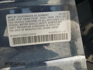 2008 Volkswagen Passat z VIN WVWXK73C88E235929, wystawiony jako Copart lot #53379365 z przebiegiem 133 978 mil mil oraz Szkoda całkowita • Salvage title. Historia ofert i sprzedaży dostępna na DreamBid. Obrazek 12.