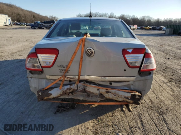 2008 Mercury Milan with VIN 3MEHM07ZX8R606783, listed as a Copart auction lot 44378295 with 88,097 mi miles and Salvage Title. Bid and sale history available at carsss.com. Image 6.