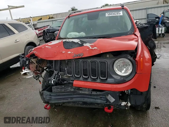 2016 Jeep Renegade Trailhawk with VIN ZACCJBCT5GPD16946, listed as a Copart auction lot 58856285 with Not provided miles and Salvage title. Bid and sale history available at DreamBid. Image 15.
