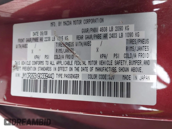 2009 Mazda Mazda5 Sport with VIN JM1CR293X90339440, listed as a IAAI auction lot 41525453 with 173,640 mi miles. Bid and sale history available at carsss.com. Image 9.