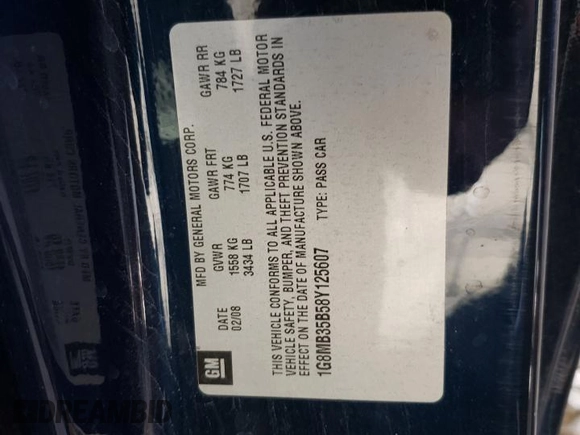 2008 Saturn Sky z VIN 1G8MB35B58Y125607, wystawiony jako Copart lot #79704064 z przebiegiem 62 914 mil mil oraz Szkoda całkowita • Salvage title. Historia ofert i sprzedaży dostępna na DreamBid. Obrazek 12.