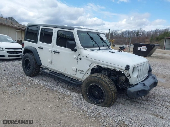 2019 Jeep Wrangler Unlimited Sport S with VIN 1C4HJXDG3KW604576, listed as a IAAI auction lot 41726805 with 89,118 mi miles. Bid and sale history available at carsss.com. Image 1.