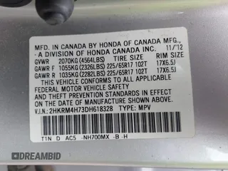 2013 Honda CR-V EX-L with VIN 2HKRM4H73DH618328, listed as a IAAI auction lot 42647497 with 200,667 mi miles and . Bid and sale history available at DreamBid. Image 9.