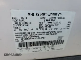 2018 Ford Explorer Limited с VIN 1FM5K8F84JGC34707, выставлен на аукционе Copart как лот 59858955 с пробегом 100 393 миль миль и Списание • Salvage title. История ставок и продаж доступна на DreamBid. Изображение 14.
