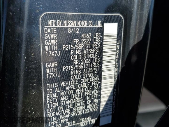 2013 Nissan Juke SL with VIN JN8AF5MV3DT207092, listed as a Copart auction lot 52802505 with 218,118 mi miles and Salvage Title. Bid and sale history available at DreamBid. Image 16.