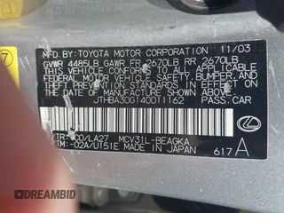 2004 Lexus ES 350 с VIN JTHBA30G140011162, выставлен на аукционе IAAI как лот 42513614 с пробегом 271 117 миль миль и . История ставок и продаж доступна на DreamBid. Изображение 9.