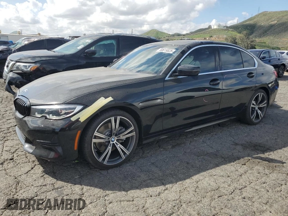 2020 BMW 3 Series 330i with VIN 3MW5R1J08L8B32611, listed as a Copart auction lot 50619825 with 22,277 mi miles and Salvage Title. Bid and sale history available at carsss.com. Image 1.
