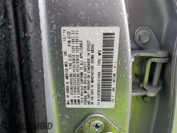 2015 Acura RDX Technology with VIN 5J8TB3H58FL010468, listed as a Copart auction lot 62132145 with 64,405 mi miles and Salvage title. Bid and sale history available at DreamBid. Image 15.