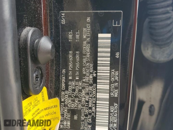 2014 Lexus GX 460 z VIN JTJBM7FX0E5080076, wystawiony jako Copart lot #63477045 z przebiegiem 180 201 mil mil oraz Czysty tytuł • Clean title. Historia ofert i sprzedaży dostępna na DreamBid. Obrazek 12.