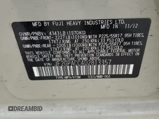 2013 Subaru Crosstrek Premium with VIN JF2GPACC4D2813357, listed as a Copart auction lot 58447915 with Not provided miles and Clean title. Bid and sale history available at DreamBid. Image 12.