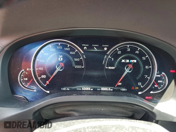 2020 BMW X3 M Competition z VIN 5YMTS0C04LLT10567, wystawiony jako Copart lot #54367805 z przebiegiem 53 055 mil mil oraz Szkoda całkowita • Salvage title. Historia ofert i sprzedaży dostępna na DreamBid. Obrazek 9.
