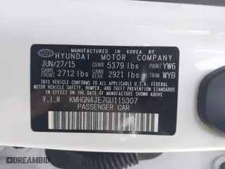 2016 Hyundai Genesis 3.8L with VIN KMHGN4JE7GU115307, listed as a IAAI auction lot 41457690 with 55,515 mi miles. Bid and sale history available at carsss.com. Image 9.