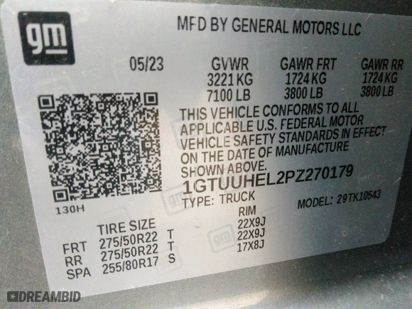 2023 GMC Sierra 1500 Denali Ultimate with VIN 1GTUUHEL2PZ270179, listed as a IAAI auction lot 41263065 with 23,712 mi miles. Bid and sale history available at carsss.com. Image 9.