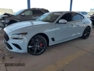 2022 Genesis G70 3.3T with VIN KMTG54TE6NU097060, listed as a Copart auction lot 61987105 with 21,878 mi miles and Salvage title. Bid and sale history available at DreamBid. Image 1.