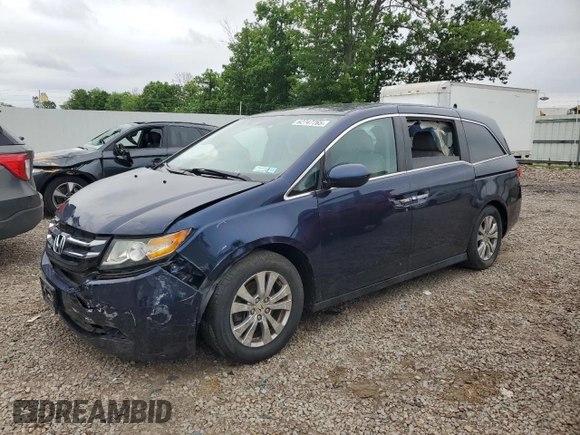 2014 Honda Odyssey EX-L with VIN 5FNRL5H61EB015958, listed as a Copart auction lot 62747765 with Not provided miles and Salvage title. Bid and sale history available at DreamBid. Image 1.