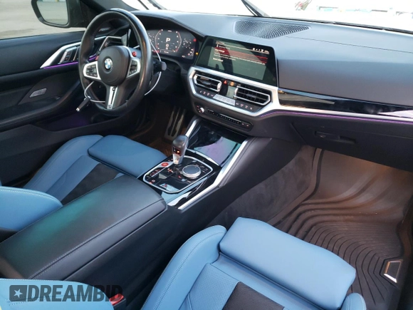 2022 BMW M4 Competition xDrive with VIN WBS43AZ0XNCH64490, listed as a Copart auction lot 79733964 with 50,350 mi miles and Salvage Title. Bid and sale history available at carsss.com. Image 8.