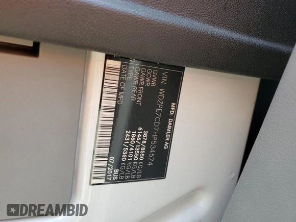 2017 Mercedes-Benz Sprinter with VIN WDZPE7CD7HP534574, listed as a Copart auction lot 52471474 with Not Provided miles and Salvage Title. Bid and sale history available at DreamBid. Image 14.