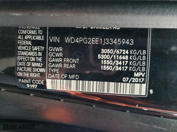 2018 Mercedes-Benz Metris Passenger Van with VIN WD4PG2EE1J3345943, listed as a Copart auction lot 75797233 with 173,439 mi miles. Bid and sale history available at carsss.com. Image 13.